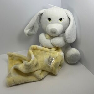 Little Beginnings White Puppy Dog Security Blanket Yellow Polka Dot Lovey Plush